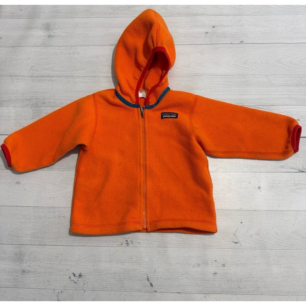 Patagonia Baby Synchilla Orange zip up hooded sweatshirt 6-12 months
